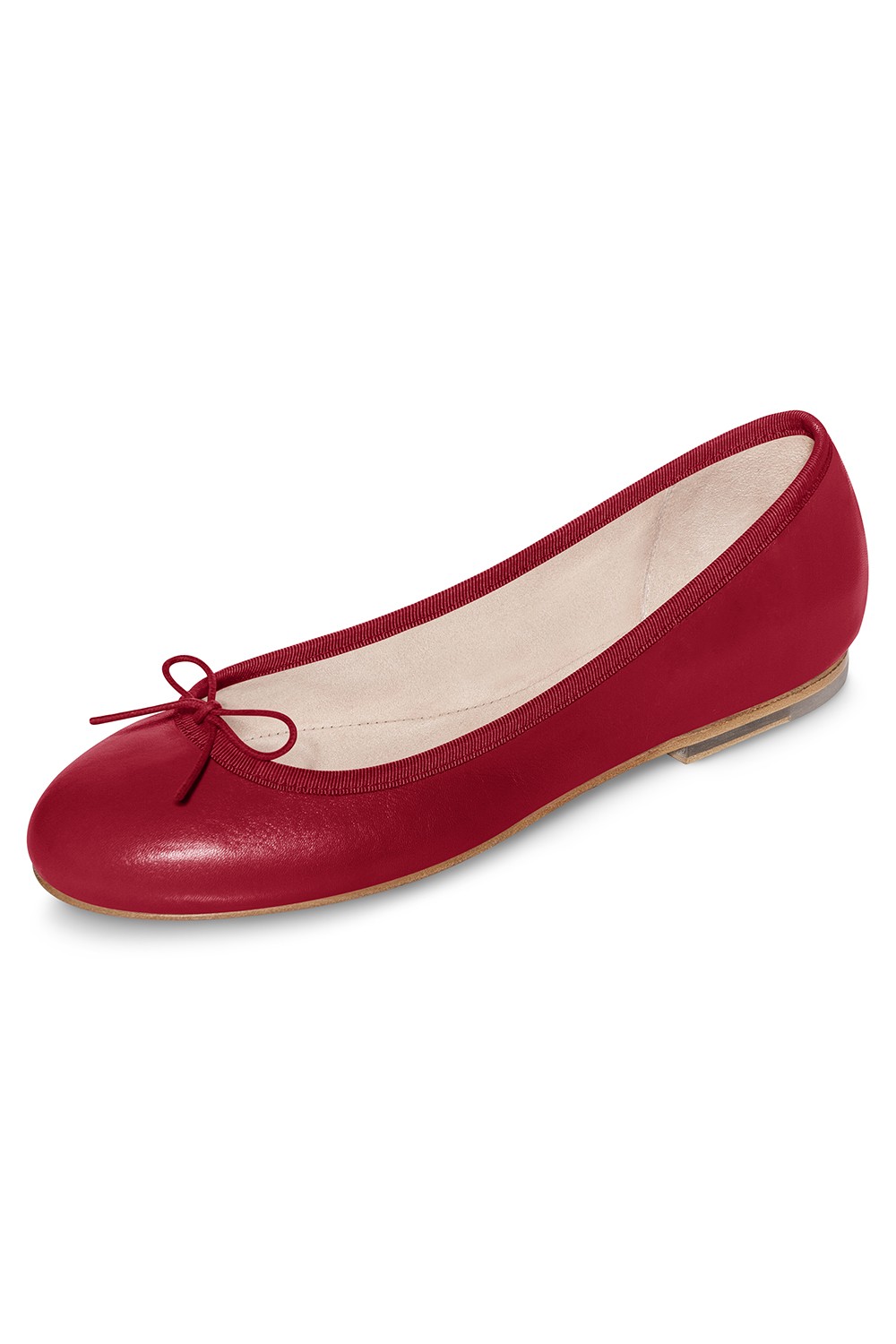 red leather flat shoes